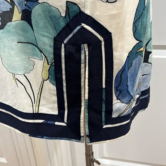 New! Tory Burch Iris Floral Prints Kaftan Tunic Top Size 8 100% Cotton NWT - Picture 8 of 16